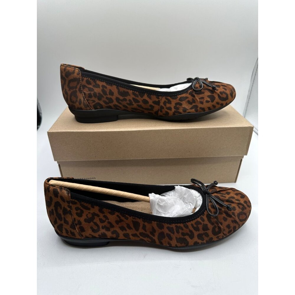Clarks Collection Women's Leather Ballet Sara Aster Flats Leopard Size 8.5M NIB
